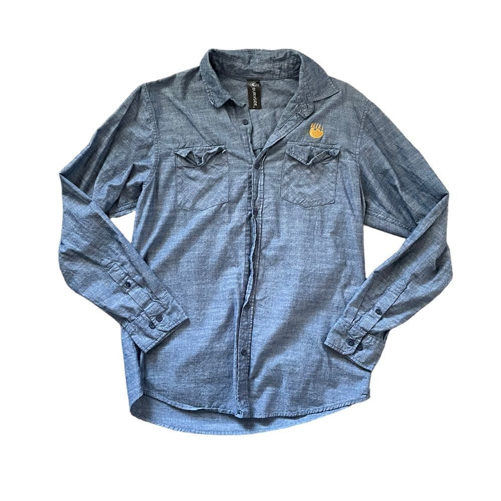 BURNSIDE Button Down Shirt Blue Size Large